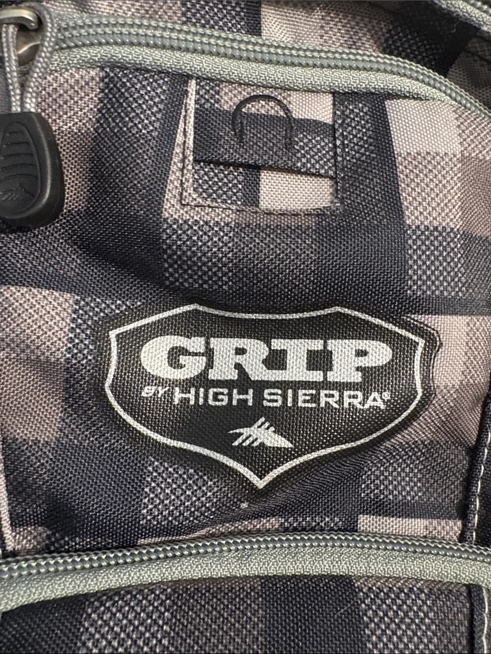 High Sierra Gray and Black Plaid Backpack
